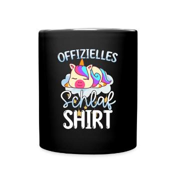 Offizielles Schlafshirt Einhorn - Tasse einfarbig - Schwarz - Vorne