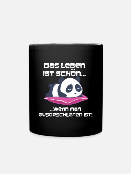 Das Leben ist schön, wenn du schläfst Katze - Tasse einfarbig - Schwarz