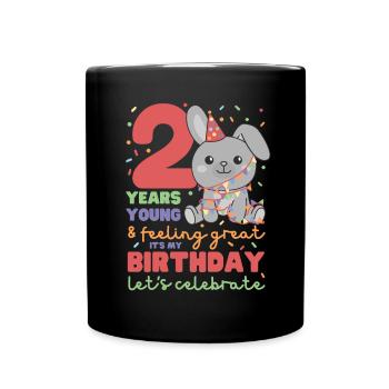 Rabbit for 2nd birthday Children two years old - Full Colour Mug - black - Front