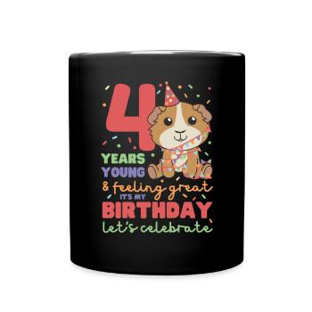 Cochon d’Inde pour les enfants de 4ème anniversaire quatre - Mug uni - noir - Devant