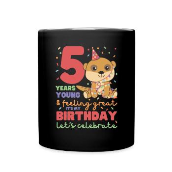 Meerkat for the 5th birthday children five years - Full Colour Mug - black - Front