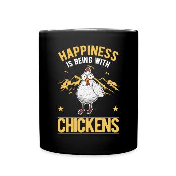 Le bonheur, c’est d’être avec Chickens Hühner - Mug uni - noir - Devant