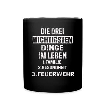 Feuerwehr - Tasse einfarbig - Schwarz - Vorne