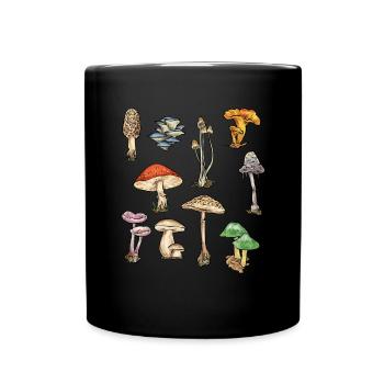 Mushroom picking Mushroom picking Mushrooms Foraging - Full Colour Mug - black - Front