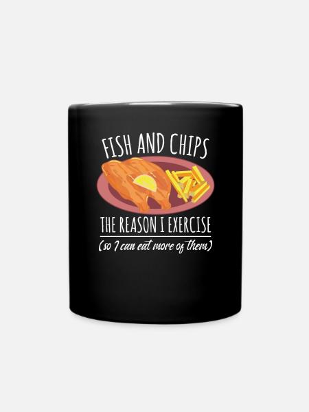 Fish And Chips - Full Colour Mug - black