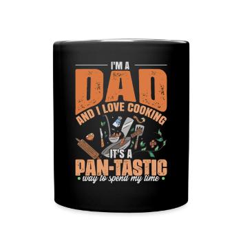 Lustiger Vatertag Papa kocht Papa Witze - Tasse einfarbig - Schwarz - Vorne