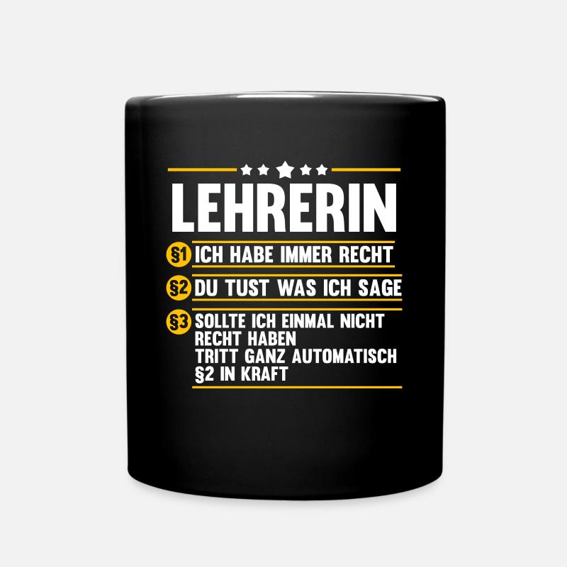 Schullehrerin Lehrerin - Tasse einfarbig - Schwarz
