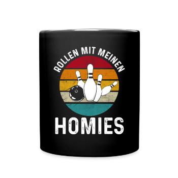 Bowler Bowlen Kegeln Bowling - Tasse einfarbig - Schwarz - Vorne