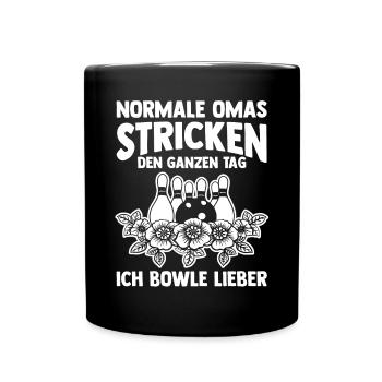 Oma Großmutter Bowler Bowlen Kegeln Bowling - Tasse einfarbig - Schwarz - Vorne