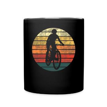 Radfahrerin Mountainbike Fahrer Retro Geschenk - Tasse einfarbig - Schwarz - Vorne