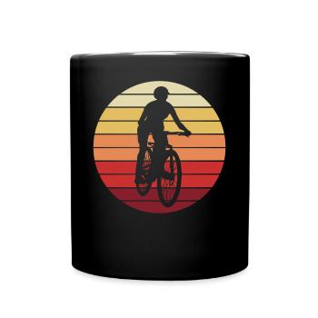 Radfahrerin Mountainbike Fahrer Retro Geschenk - Tasse einfarbig - Schwarz - Vorne