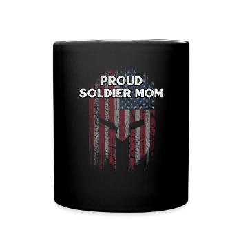 Proud Soldier Mom American Patriotic USA - Full Colour Mug - black - Front