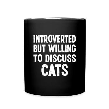 Introverted But Willing To Discuss Cats Christmasc - Full Colour Mug - black - Front