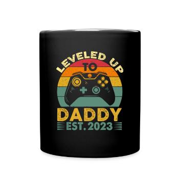 Mens I Leveled Up To Daddy 2023 Vintage - Tasse einfarbig - Schwarz - Vorne