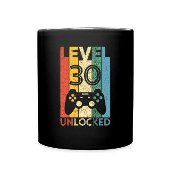 Level 30 Freigeschalteter lustiger Videospieler 30. Geburtstag - Tasse einfarbig - Schwarz - Vorne