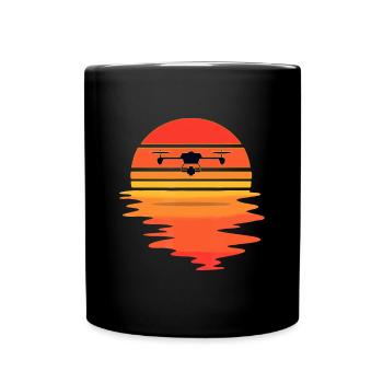 Retro Drohnenpilot - Vintage Sunset Aviator Flyings - Tasse einfarbig - Schwarz - Vorne