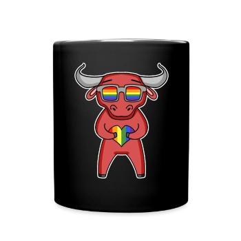 Rainbow - Taurus with glasses and heart - Full Colour Mug - black - Front