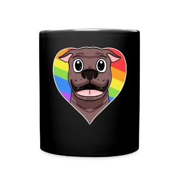 Rainbow - dog with glasses and heart - Full Colour Mug - black - Front