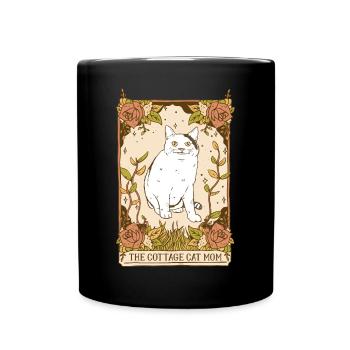 Floral Cottagecore Esthétique Kawaii Chat - Mug uni - noir - Devant