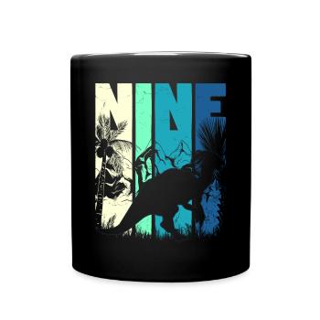 Parasaurolophus 9 years old Boy 9th birthday - Full Colour Mug - black - Front