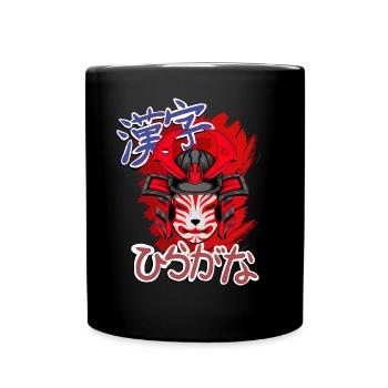 Kitsun Vaporwave Japanische Kami Vaporwave Kitsune - Tasse einfarbig - Schwarz - Vorne