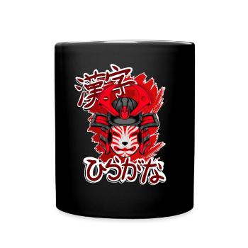 Kitsun Vaporwave Japanische Kami Vaporwave Kitsune - Tasse einfarbig - Schwarz - Vorne