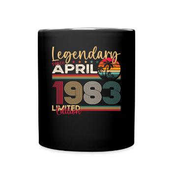 40th birthday man April Born 1983 Legendary - Full Colour Mug - black - Front