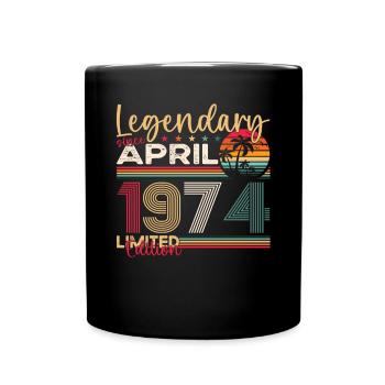 49th birthday man April Born 1974 Legendary - Full Colour Mug - black - Front