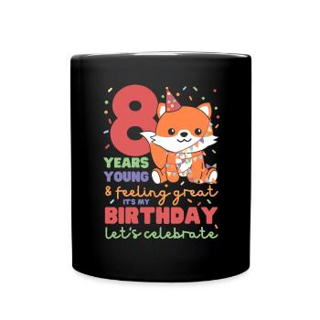 Fuchs zum 8. Geburtstag Kinder acht Jahre alt - Tasse einfarbig - Schwarz - Vorne
