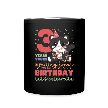 3rd birthday cat Children three years old - Full Colour Mug - black - Front