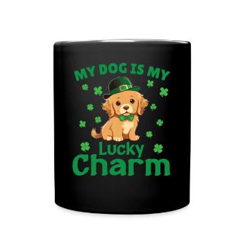 My dog is my lucky charm St Patrick's - Full Colour Mug - black - Front