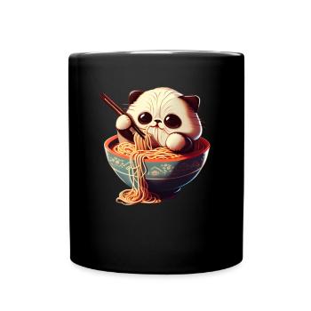 But first ramen cute cat eats ramen - Full Colour Mug - black - Front