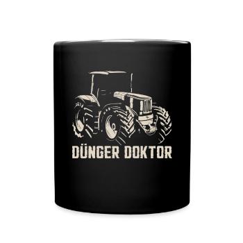 Dünger Doktor | Landwirt | Schlepper | Traktor - Tasse einfarbig - Schwarz - Vorne