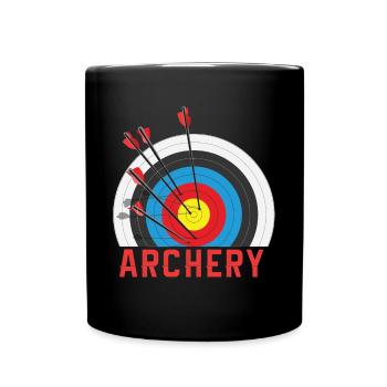 Lustiger Bogensport Spruch Bogenschießen - Tasse einfarbig - Schwarz - Vorne