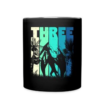 Pterodactyl 3 Years Old Boy 3rd Birthday Retro - Full Colour Mug - black - Front