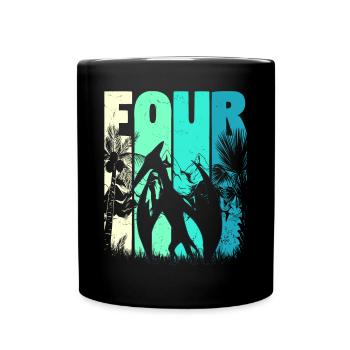 Pterodactyl 4 Years Old Boy 4th Birthday Retro - Full Colour Mug - black - Front