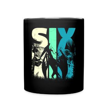 Pterodactyl 6 Years Old Boy 6th Birthday Retro - Full Colour Mug - black - Front