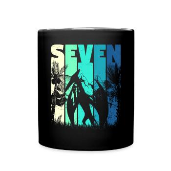 Pterodactyl 7 Years Old Boy 7th Birthday Retro - Full Colour Mug - black - Front