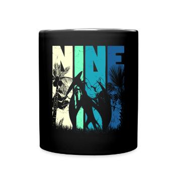 Pterodactyl 9 Years Old Boy 9th Birthday Retro - Full Colour Mug - black - Front