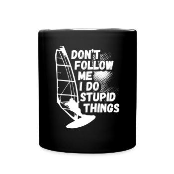 Ne me suivez pas, je fais de la planche à voile - Mug uni - noir - Devant