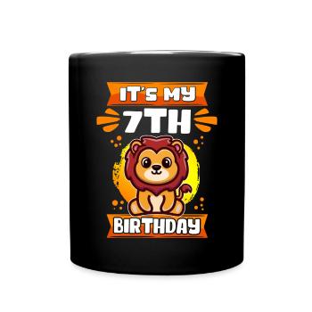 7. Geburtstag | 7 Jahre alt Geschenkidee Geschenk - Tasse einfarbig - Schwarz - Vorne