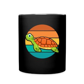 Retro turtle design / animal, gift idea - Full Colour Mug - black - Front