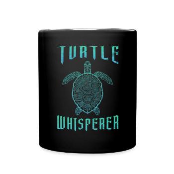 turtles whispering reptile marine animal - Full Colour Mug - black - Front