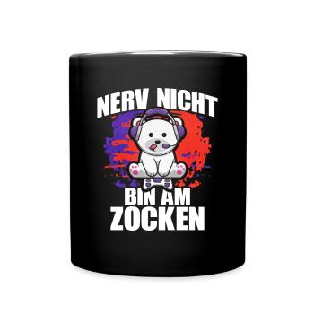 Nerv Nicht Bin Am Zocken Eisbar - Tasse einfarbig - Schwarz - Vorne