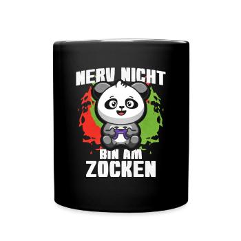 Nerv Nicht Bin Am Zocken Panda - Tasse einfarbig - Schwarz - Vorne