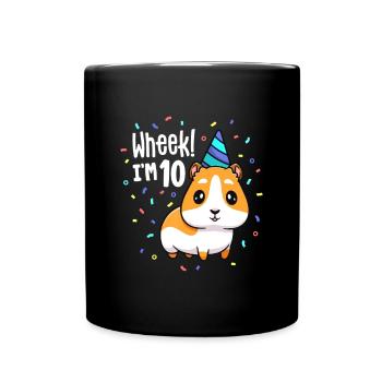 Meerschweinchen Geburtstagsfeier Wheek Kind 10 Jahre alt 10 - Tasse einfarbig - Schwarz - Vorne