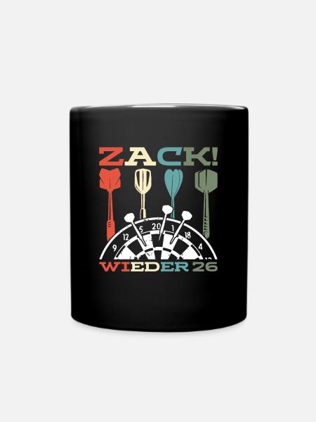 Zack wieder 26, Dartspieler Outfit, Geschenkidee - Tasse einfarbig - Schwarz