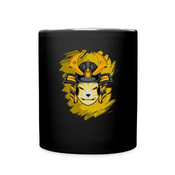 Kitsun Vaporwave Japanese Kami Vaporwave Kitsune - Full Colour Mug - black - Front