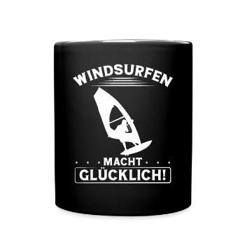 Windsurfen Macht Glücklich - Tasse einfarbig - Schwarz - Vorne
