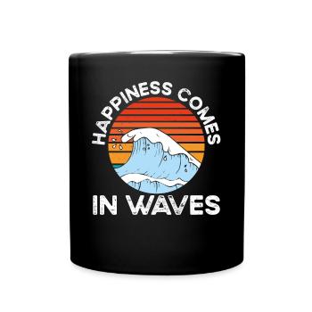 Le bonheur vient par vagues - Mug uni - noir - Devant